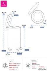 Primanova Bombe Kapaklı Çöp Kovası 30 LT Krom - İç Kısım Siyah