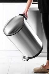 Primanova Bombe Kapaklı Çöp Kovası 30 LT Krom - İç Kısım Siyah