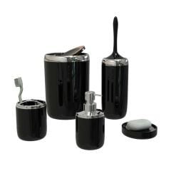 Primanova Lima XL Krom Dekorlu Banyo Seti / Siyah