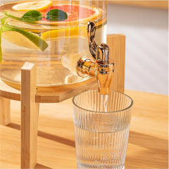 Geyik Detaylı Bambu Standlı Cam Musluklu Şerbet- Meyve Suyu – İçecek- Su Sebili – 3.5 LT.