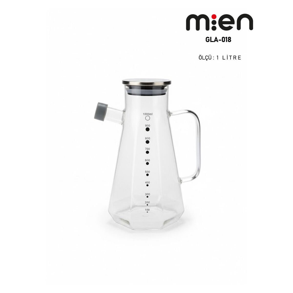 MİEN 1 LT METAL KAPAKLI CAM YAĞDANLIK