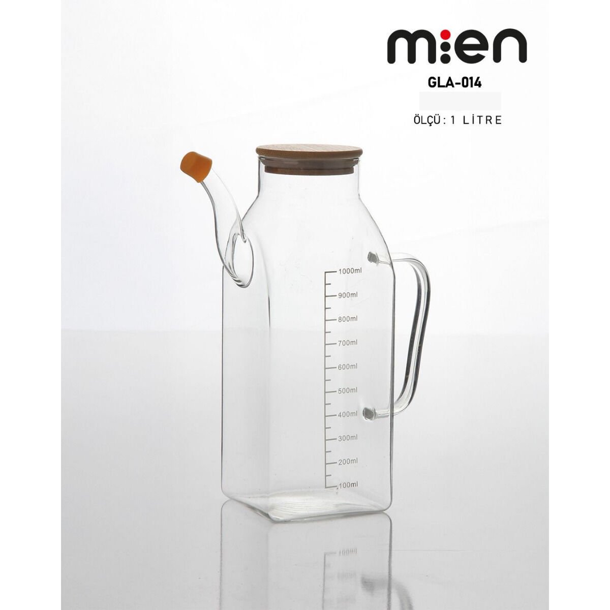 MİEN 1 LT BAMBU KARE CAM YAĞDANLIK
