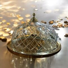 LAMEDORE DC OVAL CAM KAPAKLI KEK STANDI GOLD 30,5X24,5X19 CM