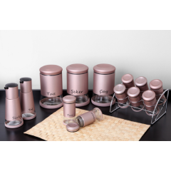 Gönül Cam 13 Parça Baharat Seti Rose Gold