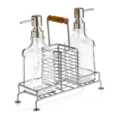 Mien Standlı 2'Li Mutfak Sıvı Sabunluk Seti - Inox - 380 Ml