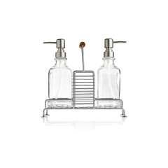 Mien Standlı 2'Li Mutfak Sıvı Sabunluk Seti - Inox - 380 Ml