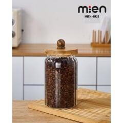 MİEN AKASYA KAPAK BOROSİLİKAT ÇİZGİLİ CAM KAVANOZ 950 ml