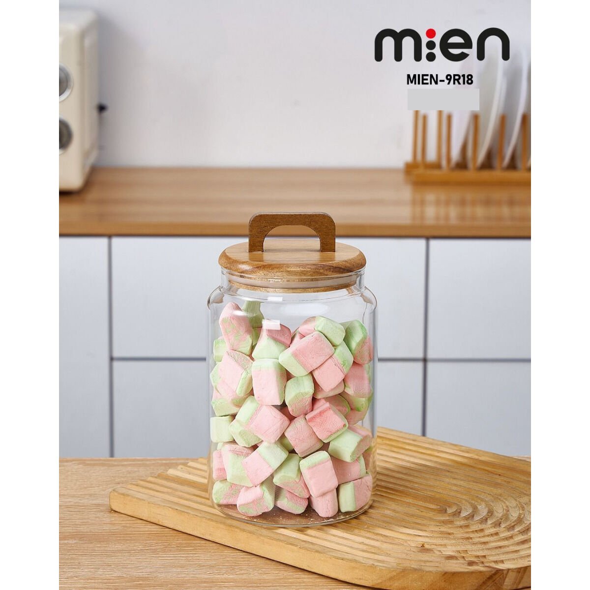 MİEN AKASYA KAPAKLI BOROSİLİKAT CAM KAVANOZ 1600 ml