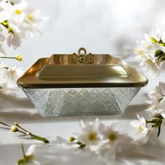 LAMEDORE DC DIKDORTGEN KAPAKLI SAKLAMA KABI GOLD 25,5X20X14 CM
