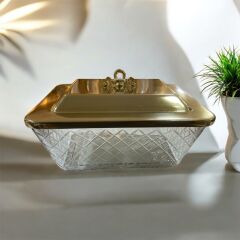LAMEDORE DC DIKDORTGEN KAPAKLI SAKLAMA KABI GOLD 25,5X20X14 CM