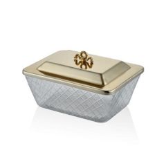 LAMEDORE DC DIKDORTGEN KAPAKLI SAKLAMA KABI GOLD 25,5X20X14 CM