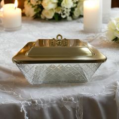 LAMEDORE DC DIKDORTGEN KAPAKLI SAKLAMA KABI GOLD 25,5X20X14 CM