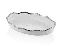 LAMEDORE WAVE BEYAZ SILVER BUYUK OVAL KAYIK 41X27X8,5 CM