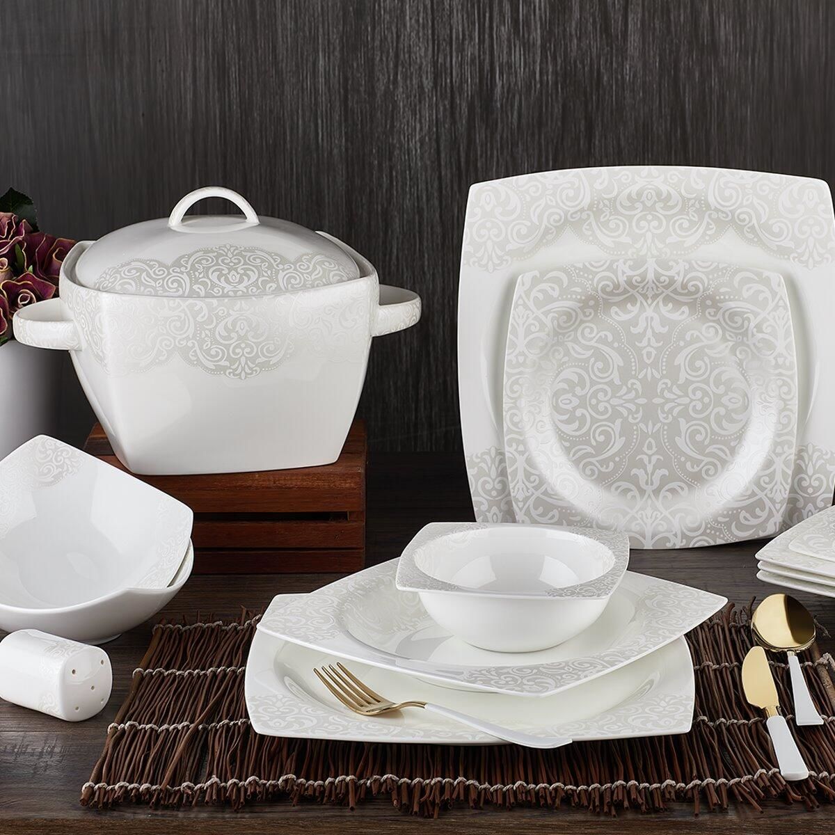 ARYILDIZ AR45004 BONE 60 PRÇ KARE YEMEK TAKIMI