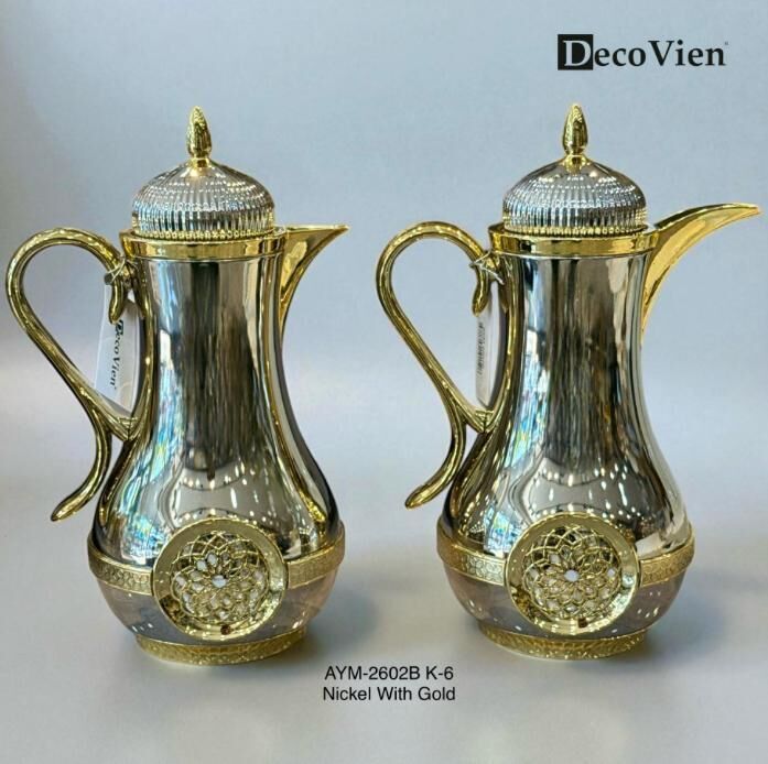 DecoVien İkili Cam İç Termos Seti – Gold & Nikel