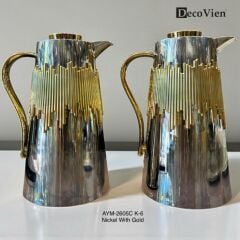 DecoVien İkili İçi Cam Termos Seti – Gold & Nikel