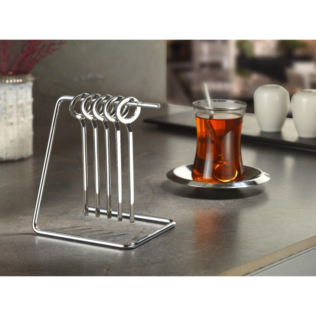 Tiamo Oslo Askılı 6'lı Çay Kaşığı Krom 18/10 Cr Ni