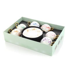 MİEN 6’lı Kabartmalı Porselen Türk Kahve Fincan Takımı – 90 ml