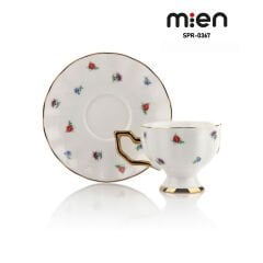 MİEN 6 Kişilik Çiçek Desenli Porselen Türk Kahve Fincan Takımı – 100 ml