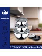 Eda Çelik 9 Parça Rendeli Saklama Kabı Seti 16-20-24 cm