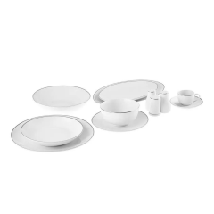 Karaca Rowan 12 Kişilik New Generation Bone Yemek Takımı, 69 Parça, Platin​