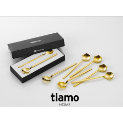 Tiamo Diamond Gold 6 lı Çay Kaşığı 18/10 Cr-Ni