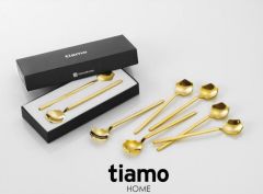 Tiamo Diamond Gold 6 lı Çay Kaşığı 18/10 Cr-Ni