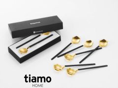 Tiamo Diamond Black Gold 6 lı Çay Kaşığı 18/10 Cr-Ni