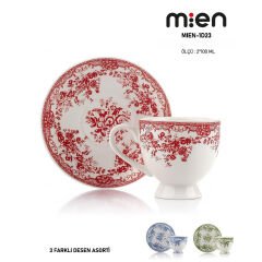MİEN 2’li Porselen Kahve Fincan Takımı – 100 ml (3 Farklı Renk Seçeneği)