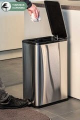 Primanova Dikdörtgen Paslanmaz Çöp Kovası 40 Litre - Inox