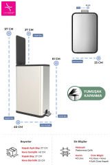 Primanova Dikdörtgen Paslanmaz Çöp Kovası 40 Litre - Inox