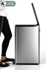 Primanova Dikdörtgen Paslanmaz Çöp Kovası 40 Litre - Inox