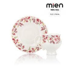 MİEN 100 ml Çiçekli 2’li Porselen Fincan Takımı