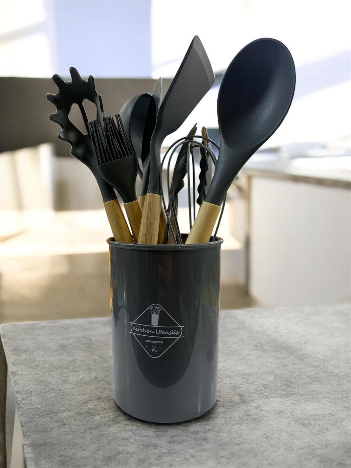 ENFA 8 Parça Ahşap Saplı Silikon Servis Seti