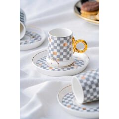 Acar Almond 6 Kişilik Porselen Kahve Fincanı Takımı - 90 ml