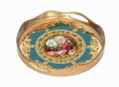 BELİZA İkili Çiçek Desenli Ahşap Tepsi Seti – Büyük 39 cm / Küçük 34 cm