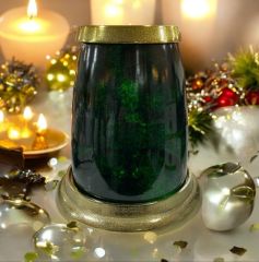 LAMEDORE CONE SMALL GREEN GLASS HURRICANE 21X21X21 CM