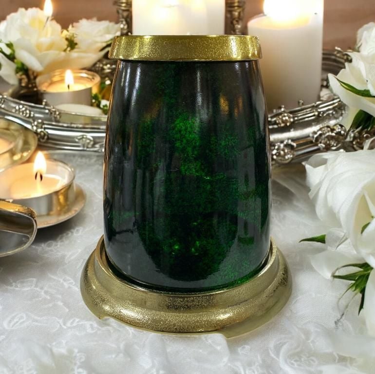 LAMEDORE CONE LARGE GREEN GLASS HURRICANE 28X28X28 CM