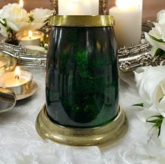 LAMEDORE CONE LARGE GREEN GLASS HURRICANE 28X28X28 CM