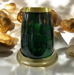 LAMEDORE CONE LARGE GREEN GLASS HURRICANE 28X28X28 CM