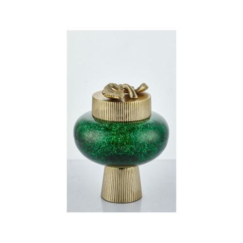 LAMEDORE CHUBBY GREEN GLASS POT 17X17X23 CM