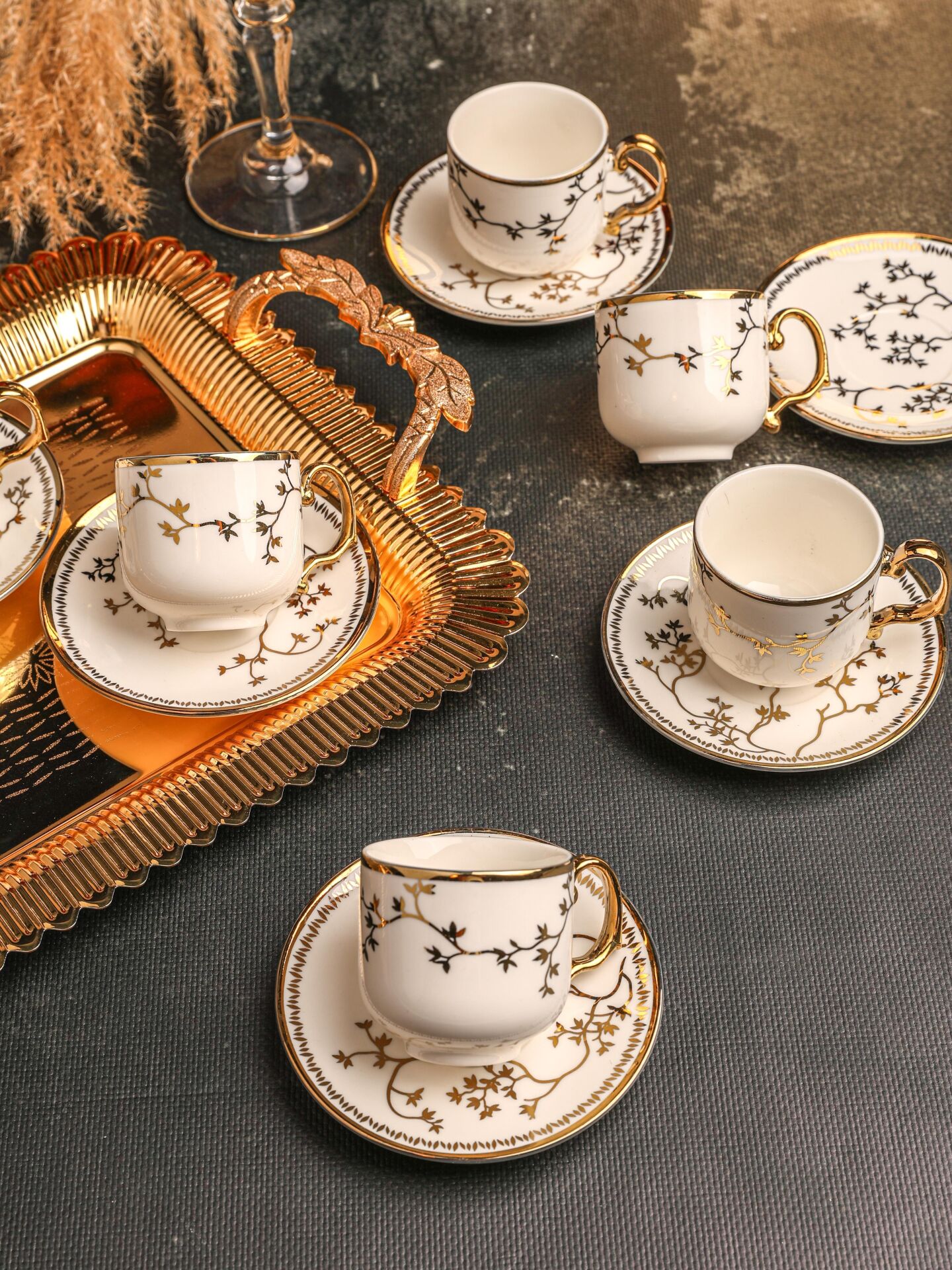 PAÇİ – ELİZA 6’lı Yaldızlı Türk Kahve Fincan Takımı – 90 ml