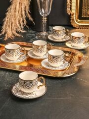 PAÇİ – ELİZA 6’lı Yaldızlı Türk Kahve Fincan Takımı – 90 ml