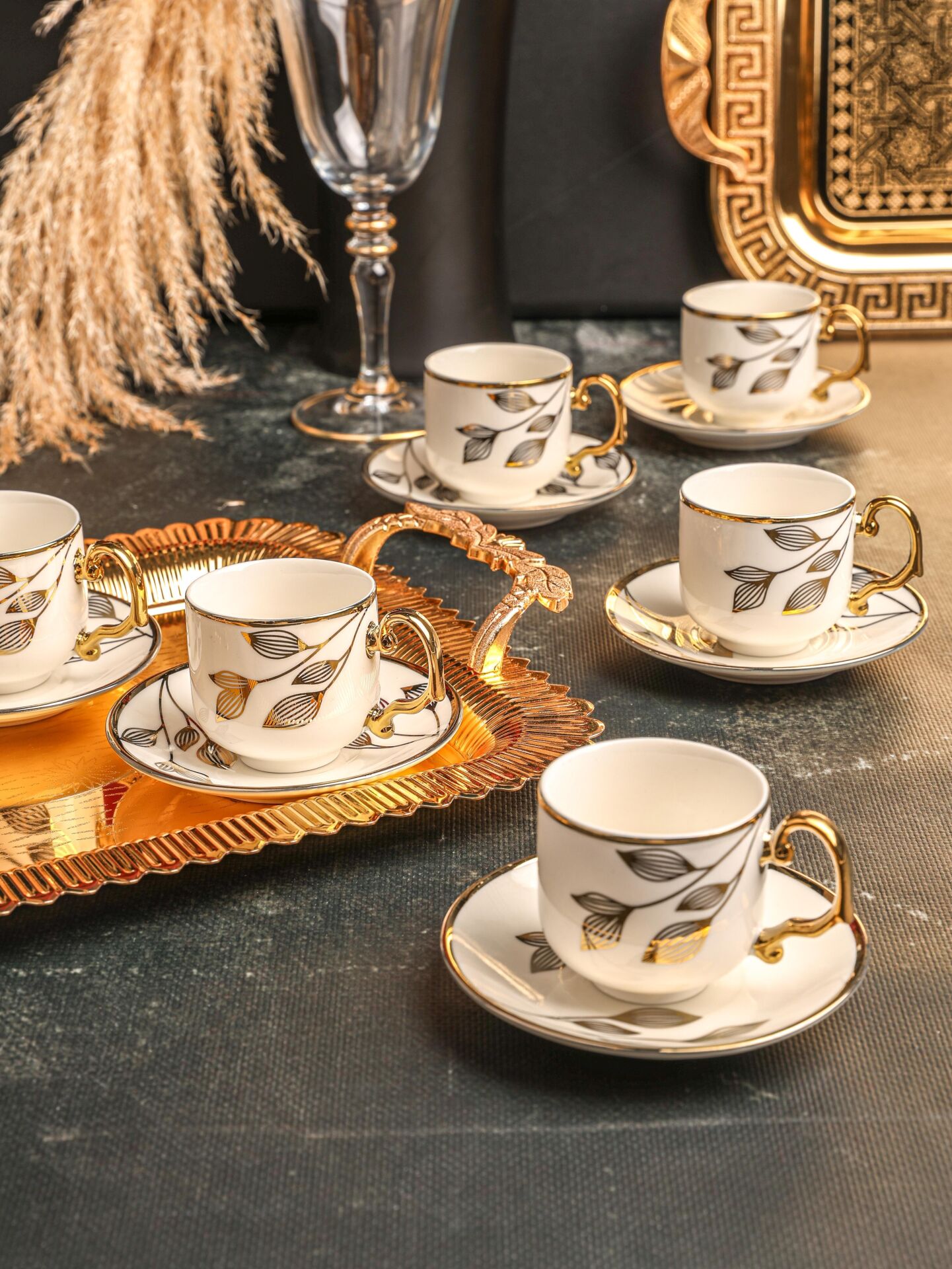 PAÇİ – ELİZA 6’lı Yaldızlı Türk Kahve Fincan Takımı – 90 ml