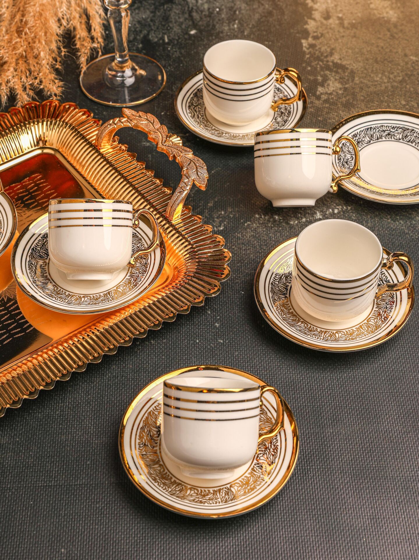 PAÇİ – ELİZA 6’lı Yaldızlı Türk Kahve Fincan Takımı – 90 ml