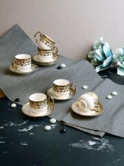 PAÇİ Kabartmalı Yaldızlı 6 Kişilik Türk Kahve Fincan Takımı – 90 ml