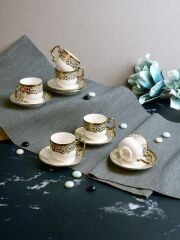 PAÇİ Kabartmalı Yaldızlı 6 Kişilik Türk Kahve Fincan Takımı – 90 ml