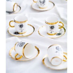 Acar Melody 6 Kişilik Porselen Kahve Fincanı Takımı
