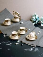 PAÇİ Kabartmalı Yaldızlı 6 Kişilik Türk Kahve Fincan Takımı – 90 ml