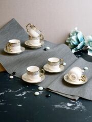 PAÇİ Kabartmalı Yaldızlı 6 Kişilik Türk Kahve Fincan Takımı – 90 ml